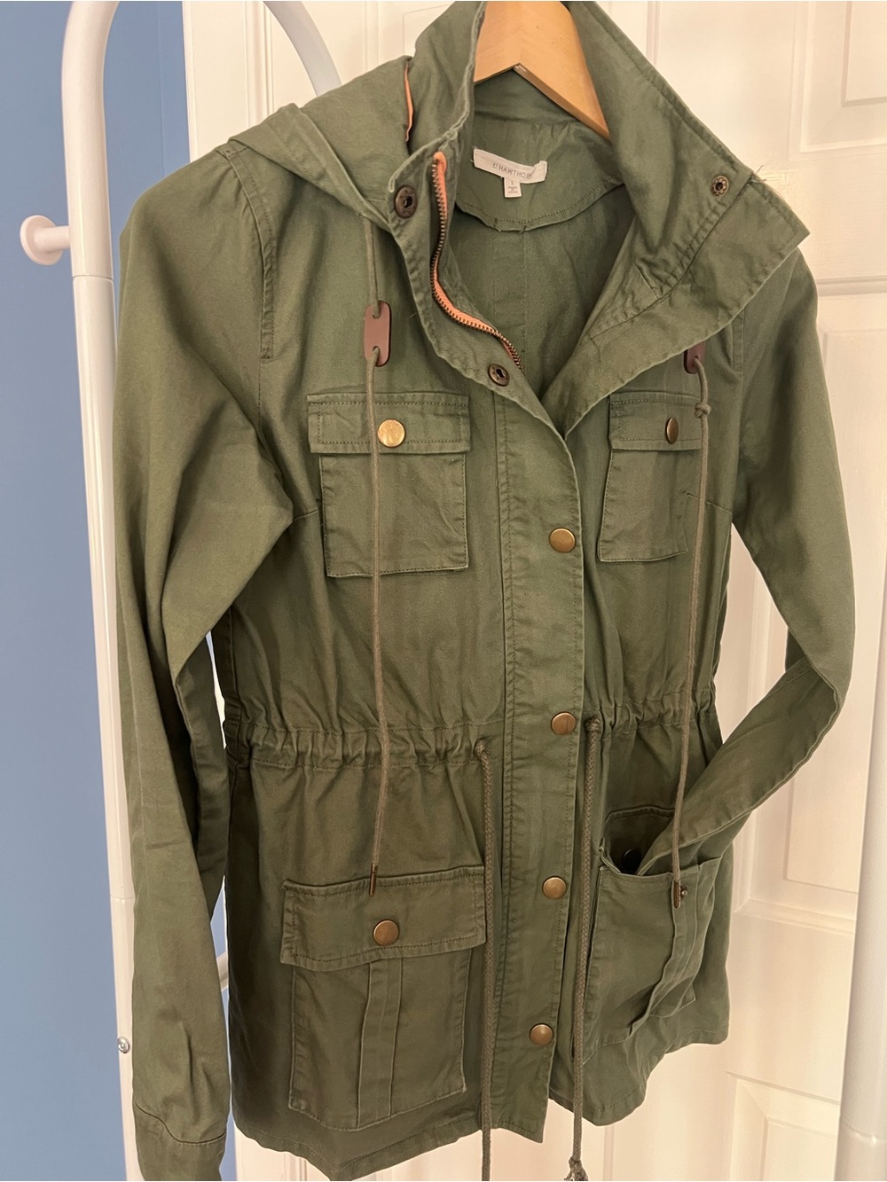 41 Hawthorn Olive Drawstring Hooded Utility Jacket Size Small
